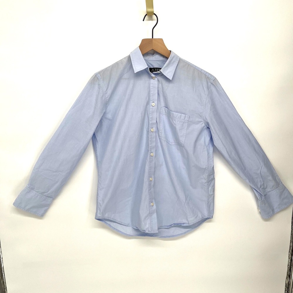 J. Crew Garçon classic shirt in cotton poplin Button Down Women 2 Blue BY715 - Picture 2 of 8